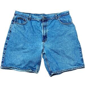 Denim Dad Shorts Jorts W40 L8 Y2K Cotton Faded Belted High Rise Baggy